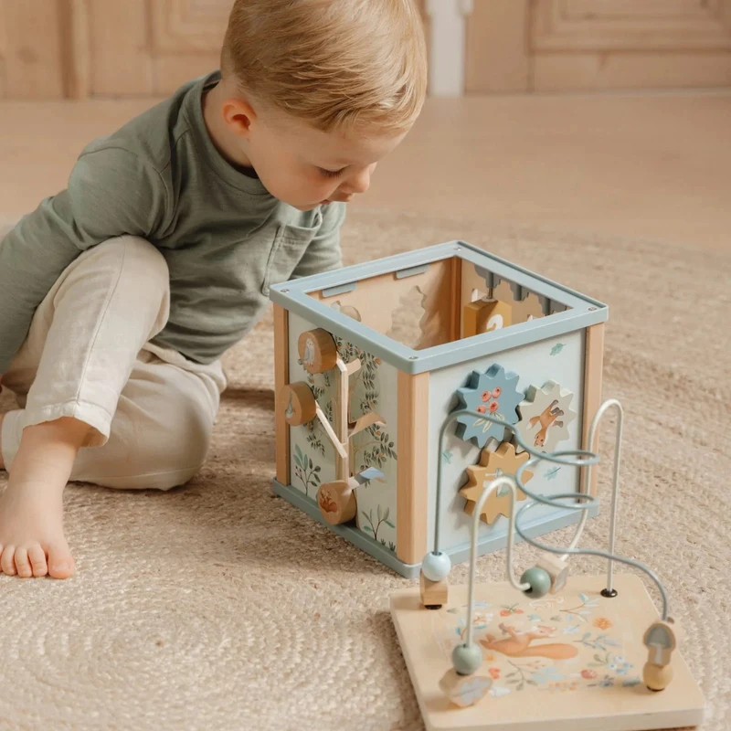 Jucarie din lemn FSC - Cub cu Activitati - Forest Friends - Little Dutch 6