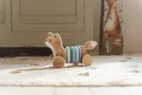 Jucarie din lemn FSC cu roti si snur pentru tras - Vulpe - Forest Friends - Little Dutch 3
