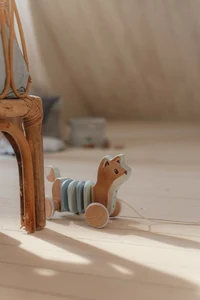 Jucarie din lemn FSC cu roti si snur pentru tras - Vulpe - Forest Friends - Little Dutch 4