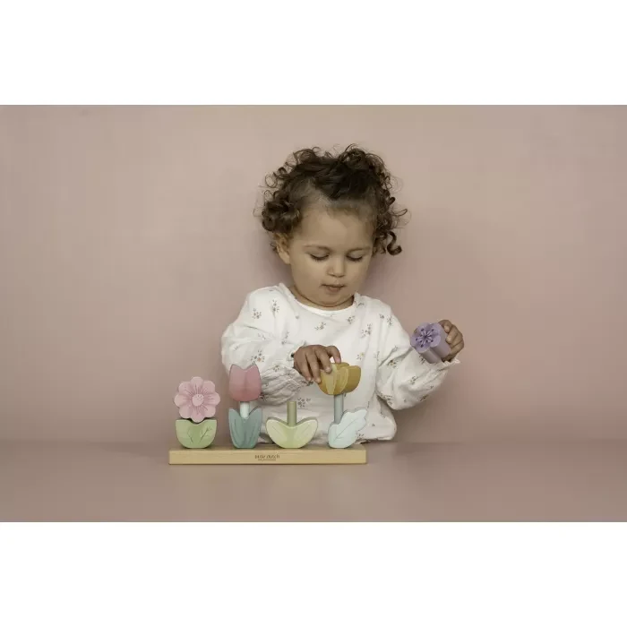 Jucarie din lemn FSC pentru stivuire - Flori - Fairy Garden - Little Dutch 3