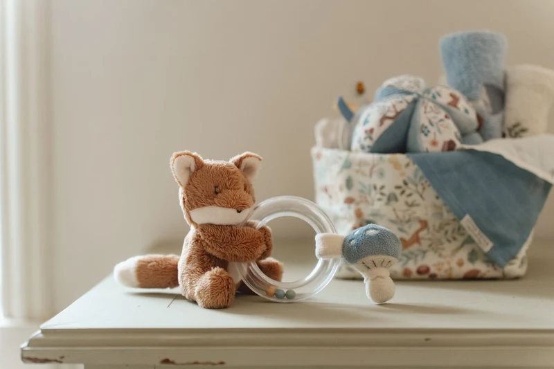 Jucarie din plus cu inel cu margele - Veverita - Forest Friends - Little Dutch 3