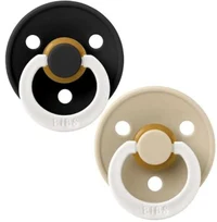 BIBS Набор из 2 светящихся латексных сосок-пустышек Colour Glow Black/Vanilla 6–18 месяцев - BIBS
