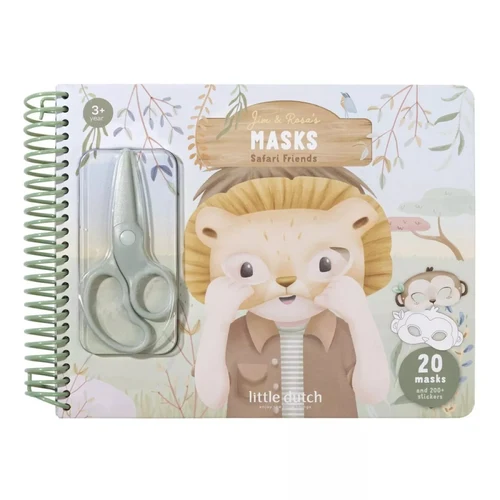 Carte cu masti pentru decupat - stickere si foarfeca incluse - Jim Safari Friends - Little Dutch