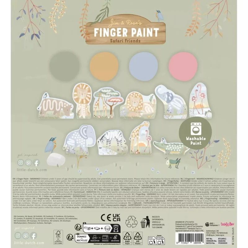 Carte de pictat cu degetele - Safari Friends - Little Dutch 2