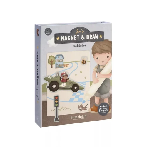 Магнитная книга с фигурками - Jim Vehicles - Little Dutch