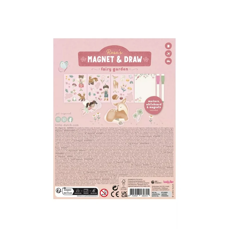 Carte magnetica cu figurine - Rosa Fairy Garden - Little Dutch 2