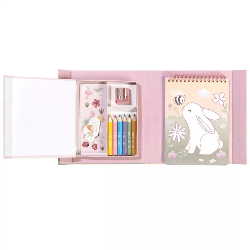 Set de colorat cu carte, creioane si stickere - Rosa Fairy Garden - Little Dutch 2