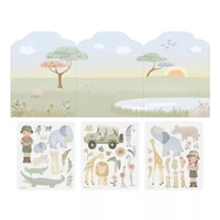 Carte cu autocolante reutilizabile - Jim si Rosa - Safari Friends - Little Dutch 3
