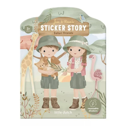 Книга с многоразовыми наклейками - Jim и Rosa - Safari Friends - Little Dutch
