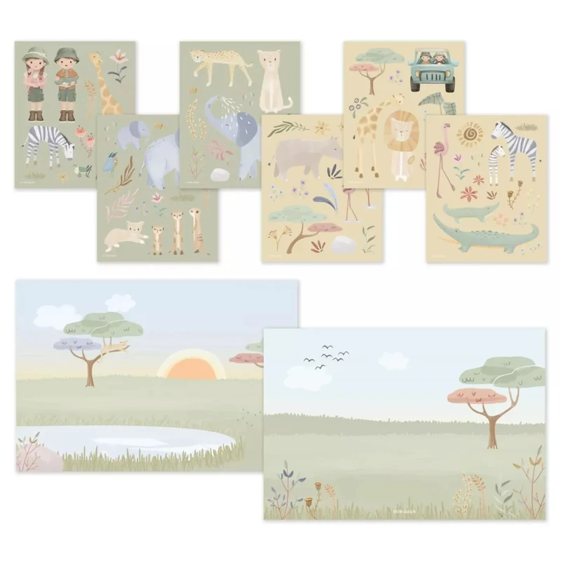 Set de autocolante reutilizabile - Jim si Rosa - Safari Friends - Little Dutch 3