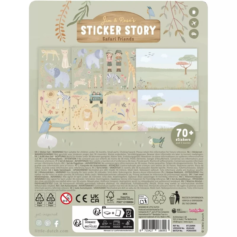 Set de autocolante reutilizabile - Jim si Rosa - Safari Friends - Little Dutch 2