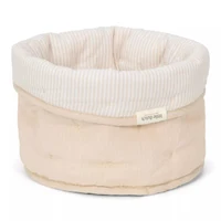 Cos de depozitare mic din bumbac organic - 20x15 cm - Pure Soft Beige Stripe - Little Dutch