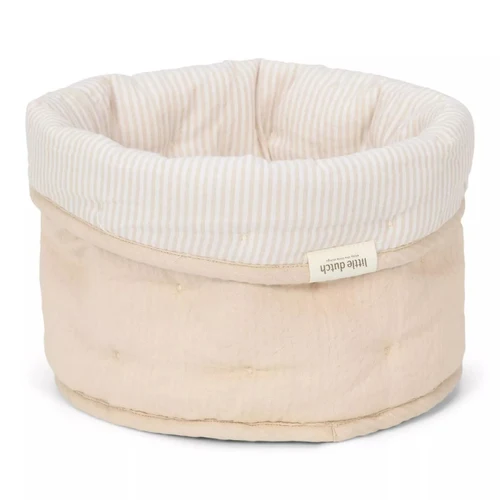 Cos de depozitare mic din bumbac organic - 20x15 cm - Pure Soft Beige Stripe - Little Dutch