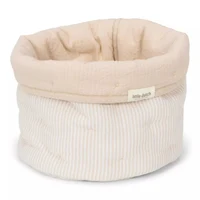 Cos de depozitare mic din bumbac organic - 20x15 cm - Pure Soft Beige Stripe - Little Dutch 2