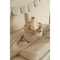 Cos de depozitare mic din bumbac organic - 20x15 cm - Pure Soft Beige Stripe - Little Dutch 5