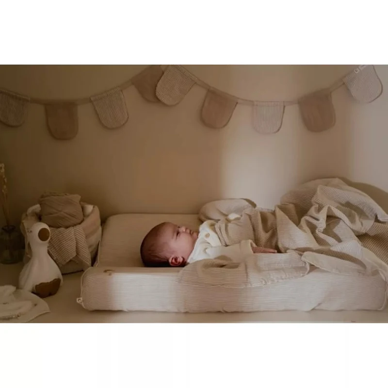 Cos de depozitare mic din bumbac organic - 20x15 cm - Pure Soft Beige Stripe - Little Dutch 7