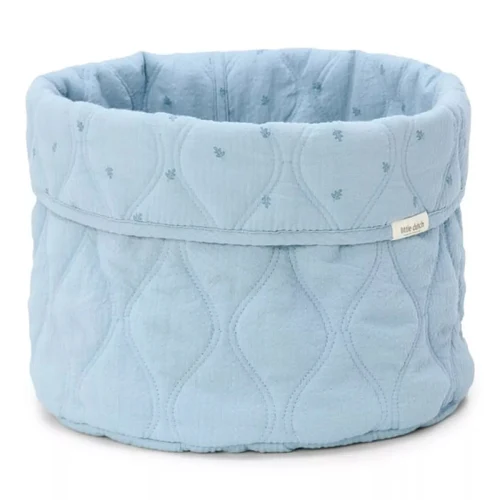 Cos de depozitare mediu din bumbac organic - 30x25 cm - Pure Denim Blue - Little Dutch