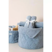 Cos de depozitare mediu din bumbac organic - 30x25 cm - Pure Denim Blue - Little Dutch 5