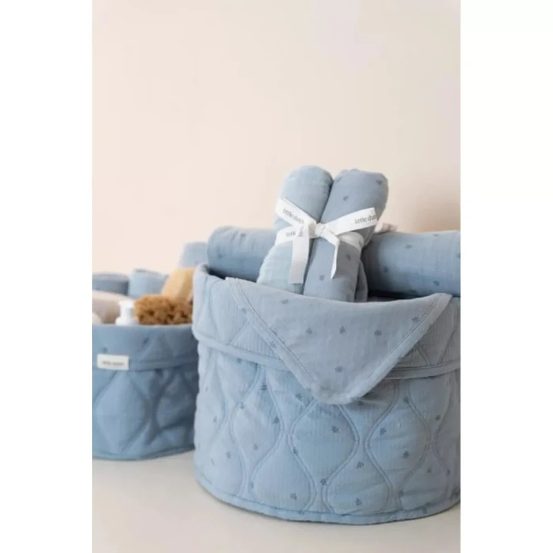 Cos de depozitare mediu din bumbac organic - 30x25 cm - Pure Denim Blue - Little Dutch 5
