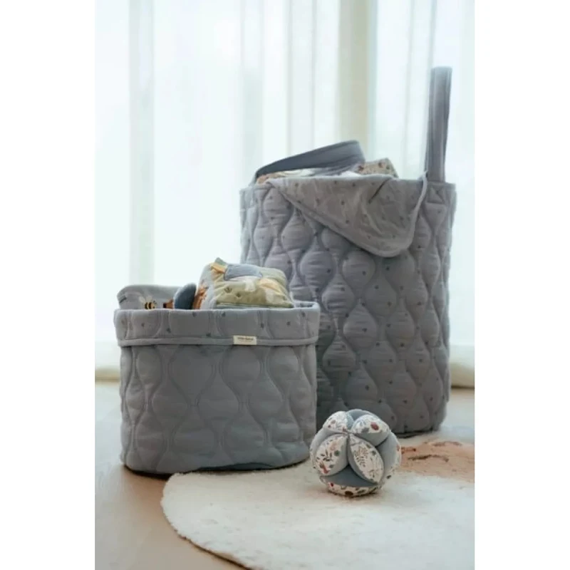 Cos de depozitare mediu din bumbac organic - 30x25 cm - Pure Denim Blue - Little Dutch 3