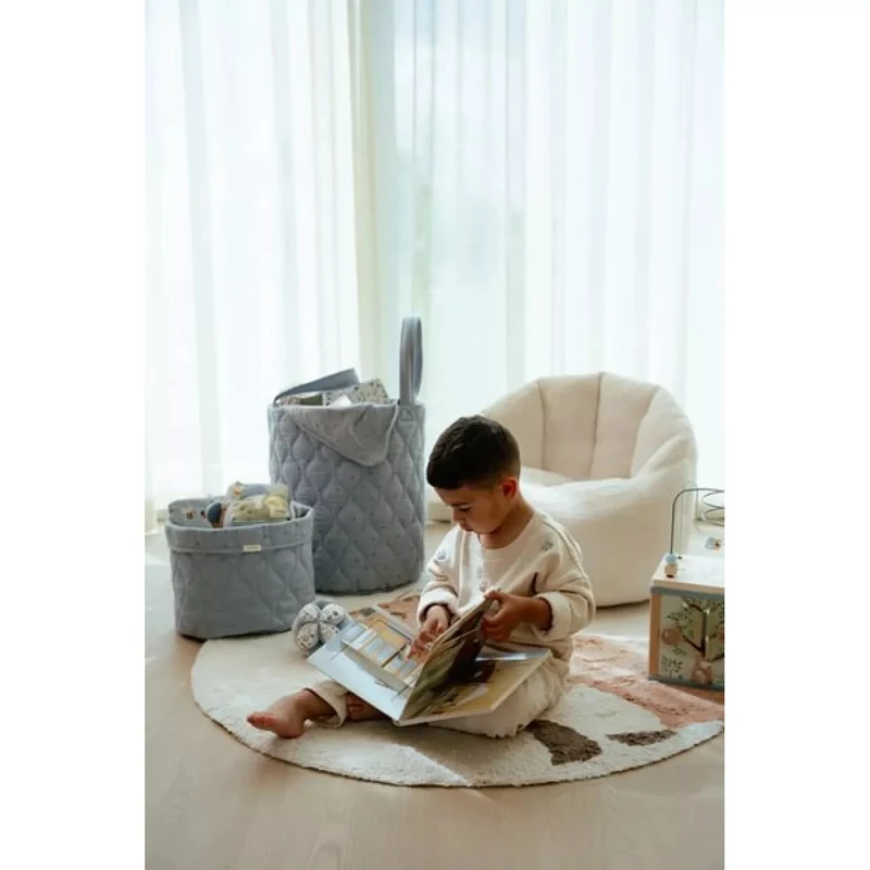 Cos de depozitare mediu din bumbac organic - 30x25 cm - Pure Denim Blue - Little Dutch 4