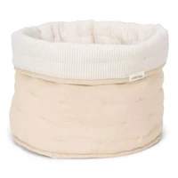 Cos de depozitare mediu din bumbac organic - 30x25 cm - Pure Soft Beige Stripe - Little Dutch