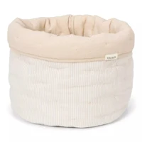 Cos de depozitare mediu din bumbac organic - 30x25 cm - Pure Soft Beige Stripe - Little Dutch 2