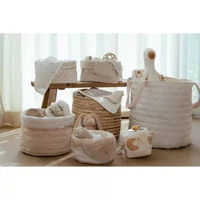 Cos de depozitare mediu din bumbac organic - 30x25 cm - Pure Soft Beige Stripe - Little Dutch 3