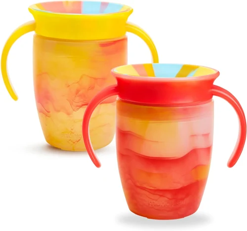 Munchkin CANA MIRACLE 360, TROPICAL SWIRL, CU MANERE, 207ML, SET 2 BUC., 6L+ - RED/YELLOW