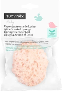 Губка для купания с ароматом молока, Suavinex, 0+ месяцев, розовая 2