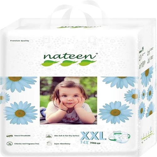 BDXXL14 Scutece Eco-Friendly Bebeluși Nateen Premium Nr.6 peste 25 kg (14 buc) | Protecție XXL & Hip