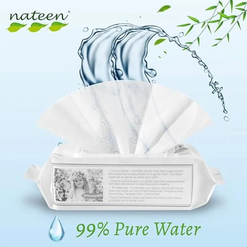 PBWW80A Servetele umede, biodegradabile, pentru bebelusi, Nateen Premium, 80 bucati 2