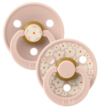 BIBS Набор из 2 круглых латексных сосок-пустышек (0–6 месяцев) Jasmine Blush Mix - BIBS