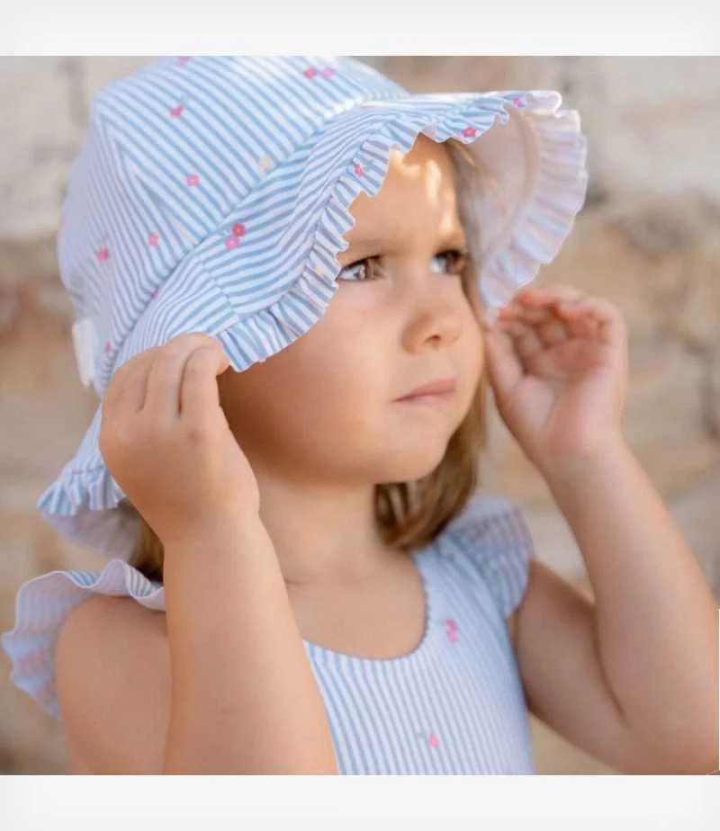 Солнцезащитная панама с UV-защитой 50+ – Sunny Flowers Blue – Little Dutch – 1–2 года 4