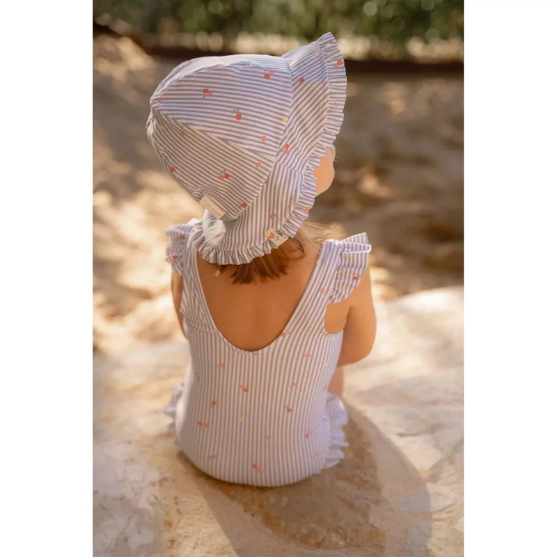 Costum de baie intreg fara maneci cu protectie UV 50+ - Sunny Flowers Blue - Little Dutch 86/92 5
