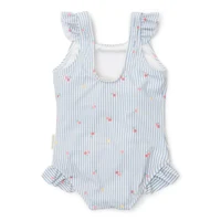 Costum de baie intreg fara maneci cu protectie UV 50+ - Sunny Flowers Blue - Little Dutch 86/92