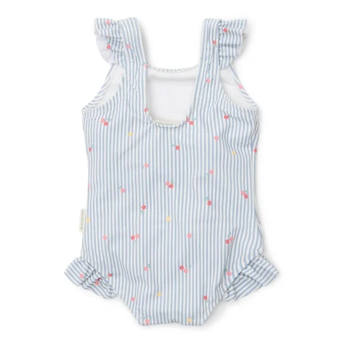 Costum de baie intreg fara maneci cu protectie UV 50+ - Sunny Flowers Blue - Little Dutch 86/92