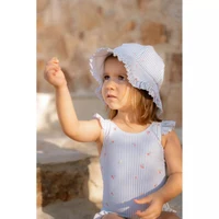 Costum de baie intreg fara maneci cu protectie UV 50+ - Sunny Flowers Blue - Little Dutch 86/92 3