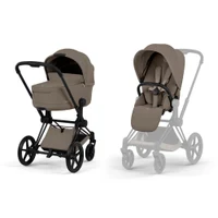 Carucior 2 in 1 Cybex Priam V colectia Platinum 2026 Coconut Brown cadru Matt Black