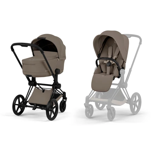 Carucior 2 in 1 Cybex Priam V colectia Platinum 2026 Coconut Brown cadru Matt Black