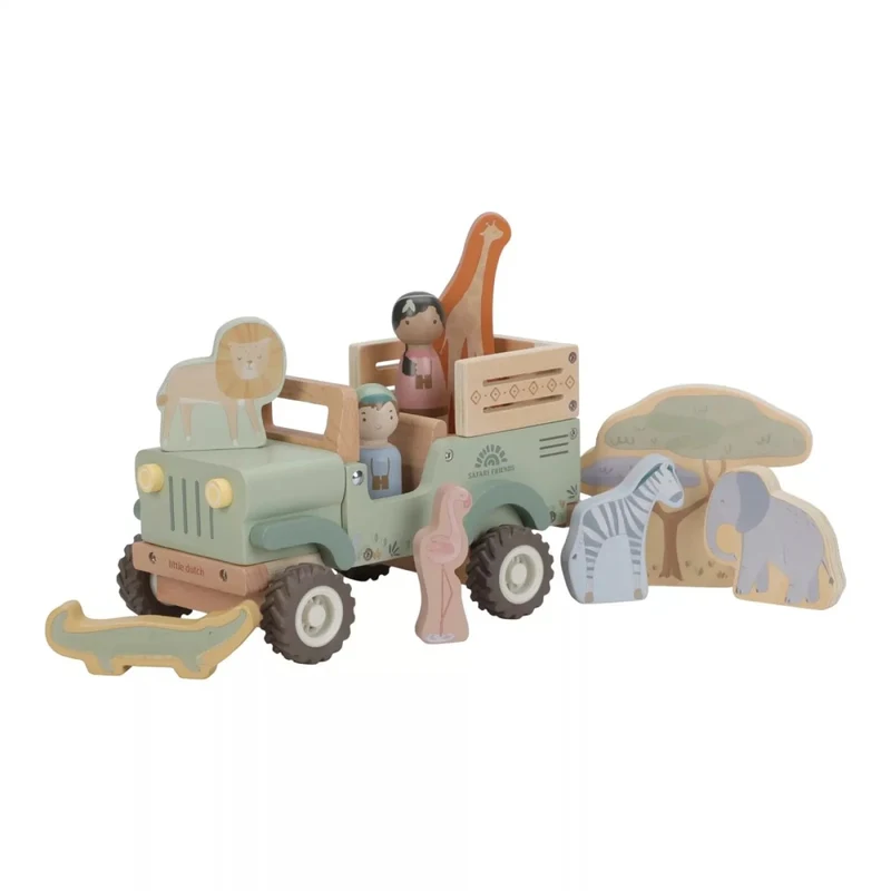 Деревянная машина FSC с аксессуарами – Внедорожник – Safari Friends – Little Dutch 2