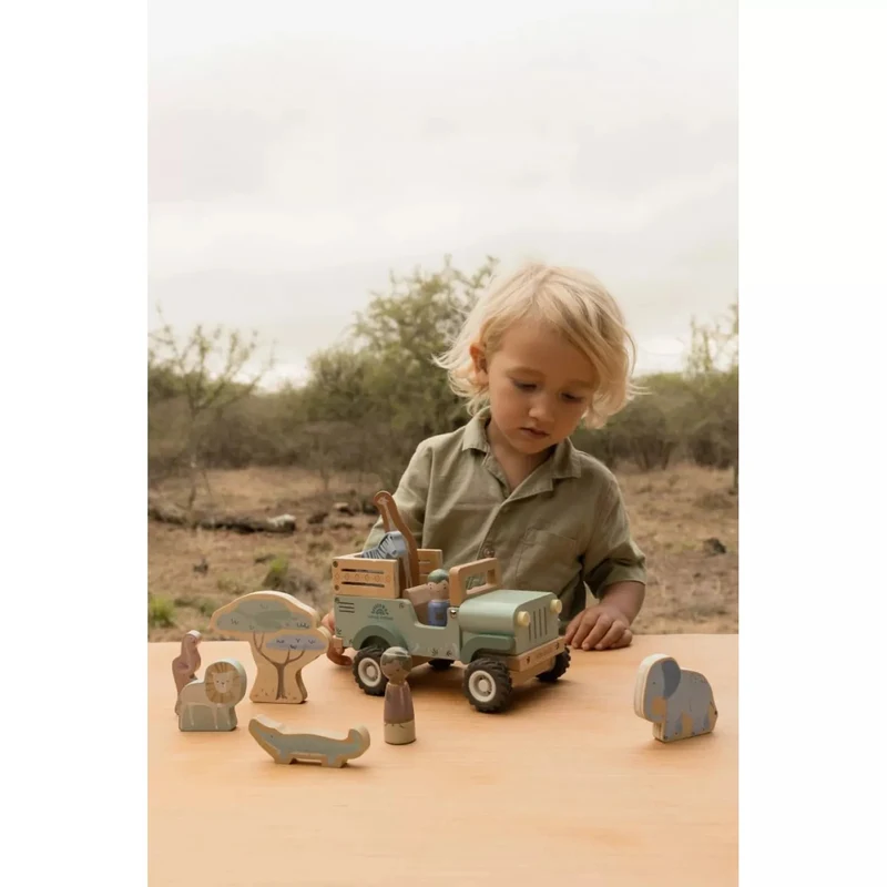 Деревянная машина FSC с аксессуарами – Внедорожник – Safari Friends – Little Dutch 3