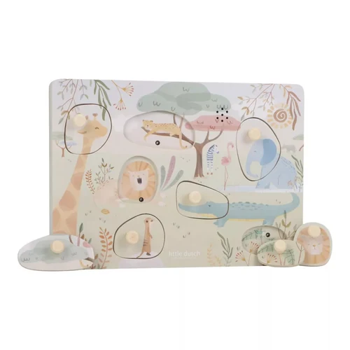 Puzzle din lemn FSC cu sunete - Safari Friends - Little Dutch