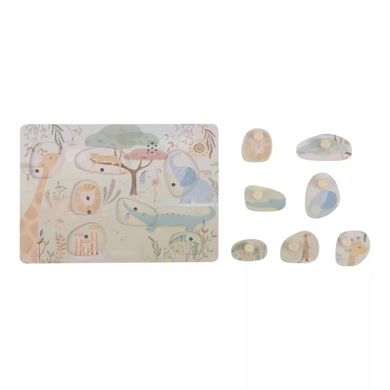 Puzzle din lemn FSC cu sunete - Safari Friends - Little Dutch 3