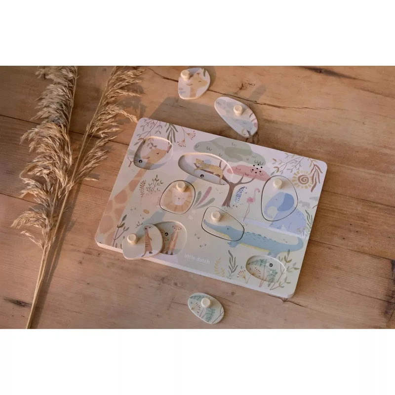Puzzle din lemn FSC cu sunete - Safari Friends - Little Dutch 5