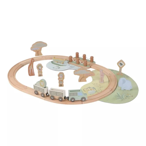 Trenulet cu sine din lemn si accesorii - Safari Friends - Little Dutch