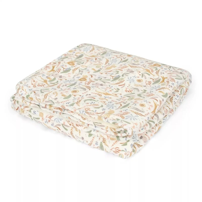 Patura din bumbac organic dublata cu plus - Safari Wonders - 70 x 100 cm - Little Dutch 2