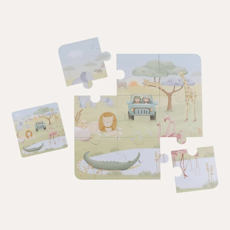 Puzzle 6 in 1 din carton FSC - Safari Friends - Little Dutch 2