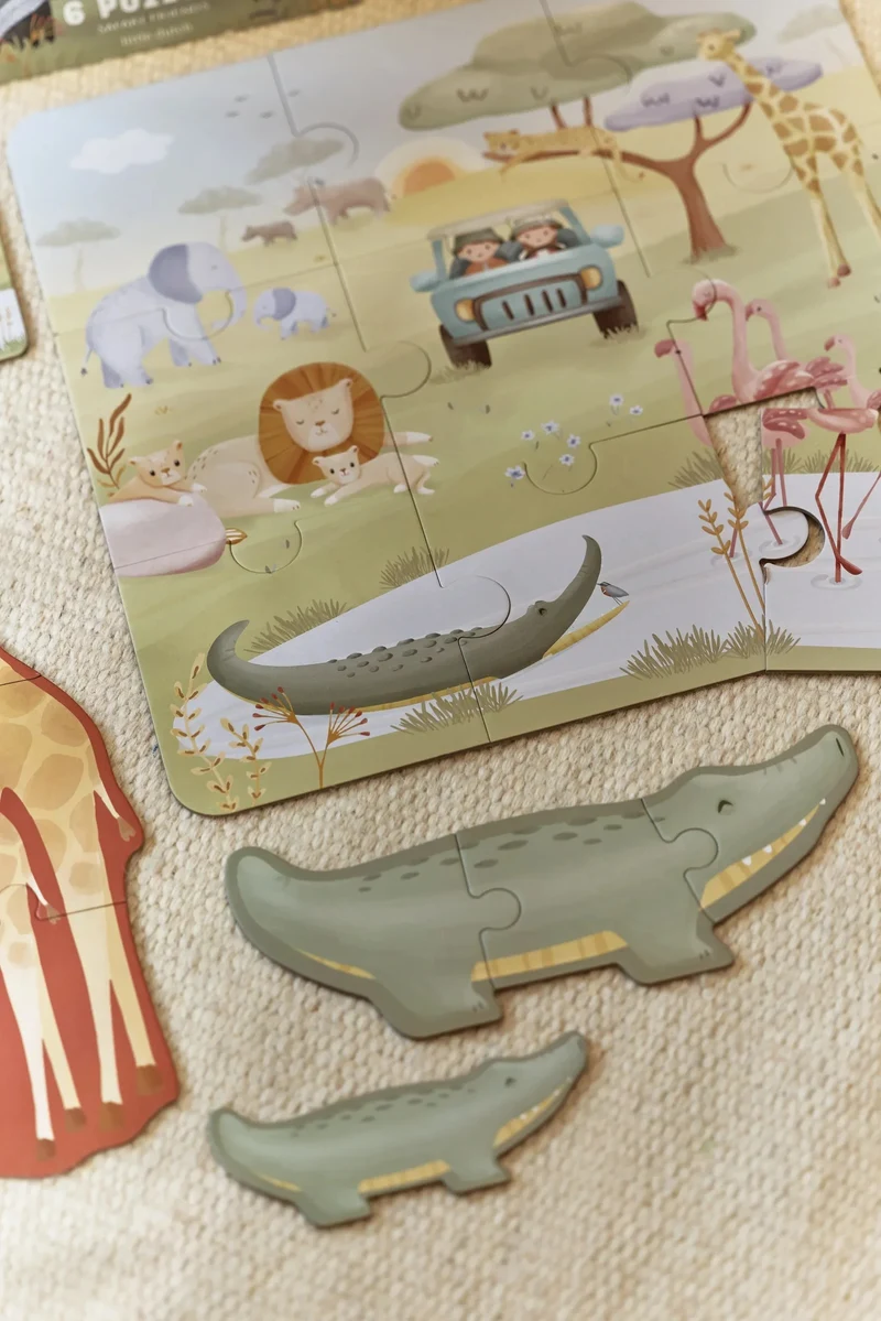 Puzzle 6 in 1 din carton FSC - Safari Friends - Little Dutch 5