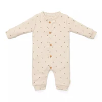 Salopeta din bumbac organic pentru bebelusi - Little Farm - Green Leves - Little Farm-74 Marime 74